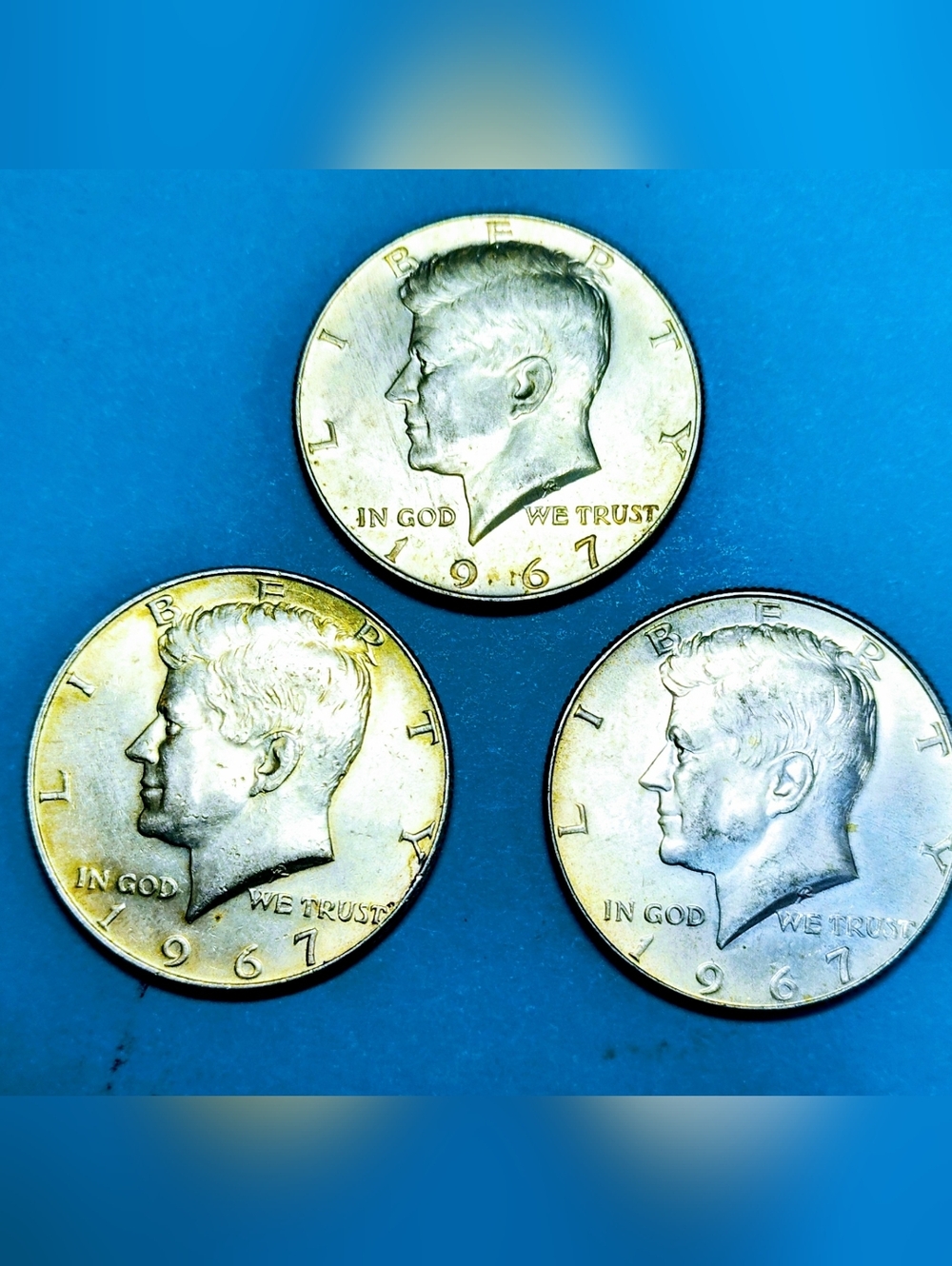 1967-P 40% Silver Kennedy Half Dollars In Very Good Circulated Condition.